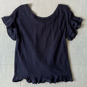 Linen top with flutter sleeves, size S